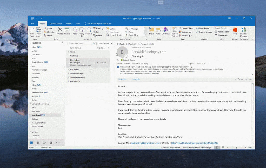 Never Block Sender Outlook 2016